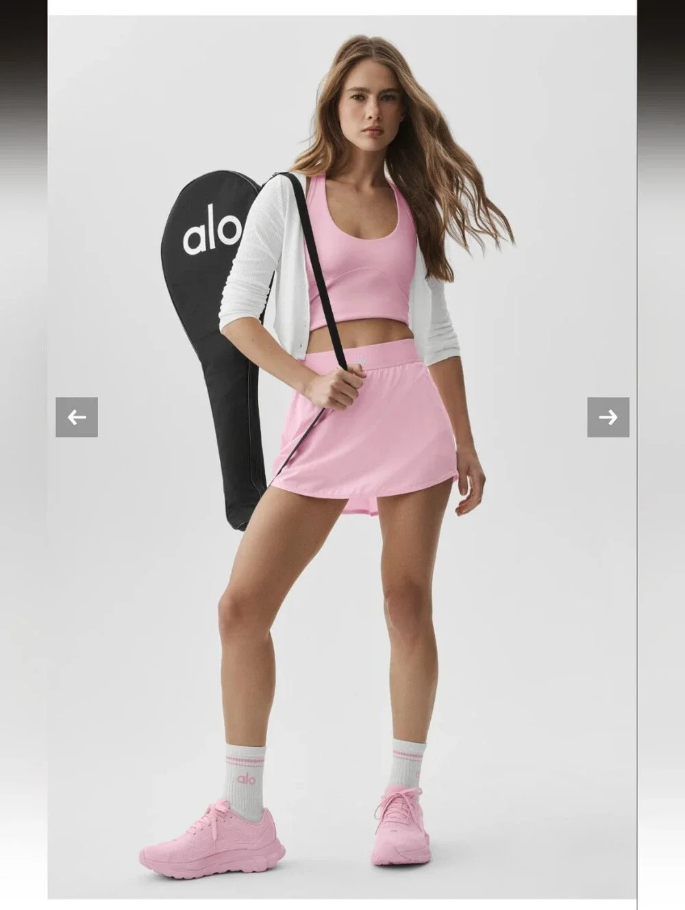 Alo Yoga Pink Marshmallow New Release Match Point Skirt Same Day Shipping